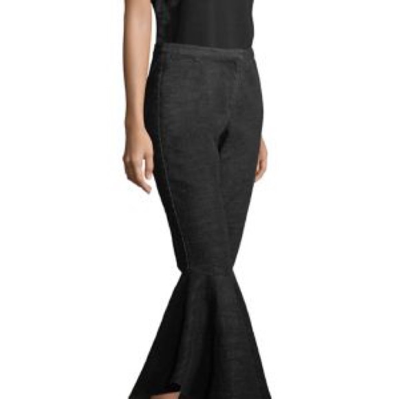 Scripted Denim Ruffle Pant - Picture 5 of 6